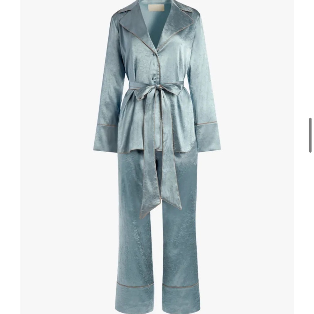 Danielle Frankel NWT Blue Satin Lounge Set